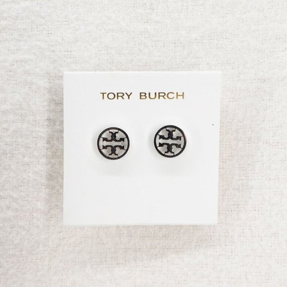 Tory Burch Logo Circle Stud Earrings Silver OS - Picture 8 of 14